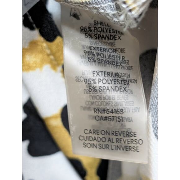 Calvin Klein Animal Print Faux Wrap Dress Back Yellow Cocktail Party Women's M - Picture 9 of 9